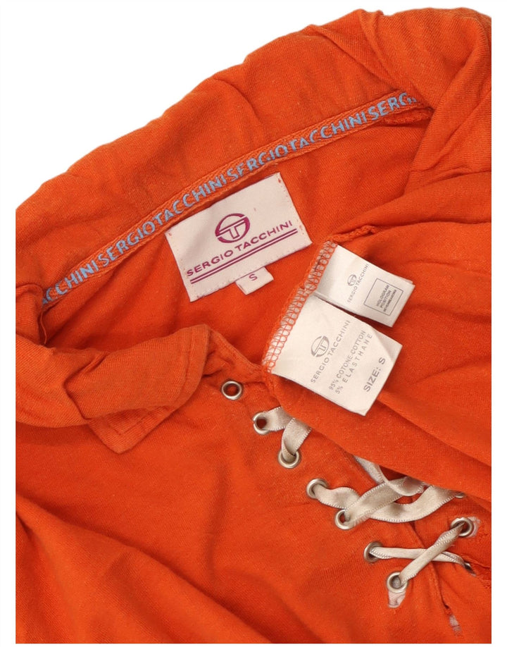 Sergio Tacchini Mens Graphic Polo Shirt Small Orange Striped Cotton