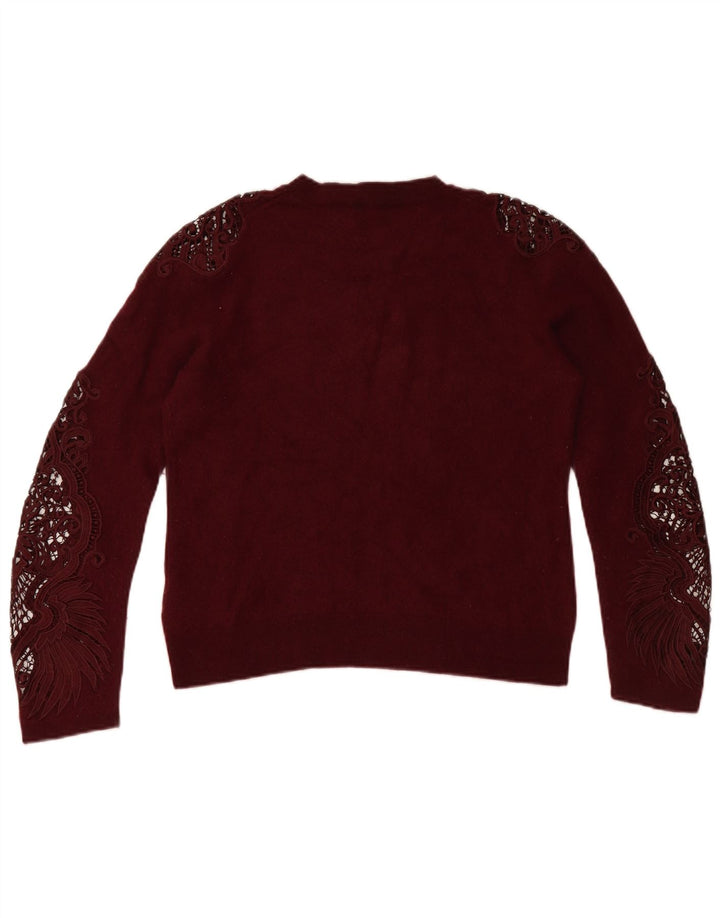 TED BAKER Womens Crew Neck Jumper Sweater Size 4 Large Burgundy