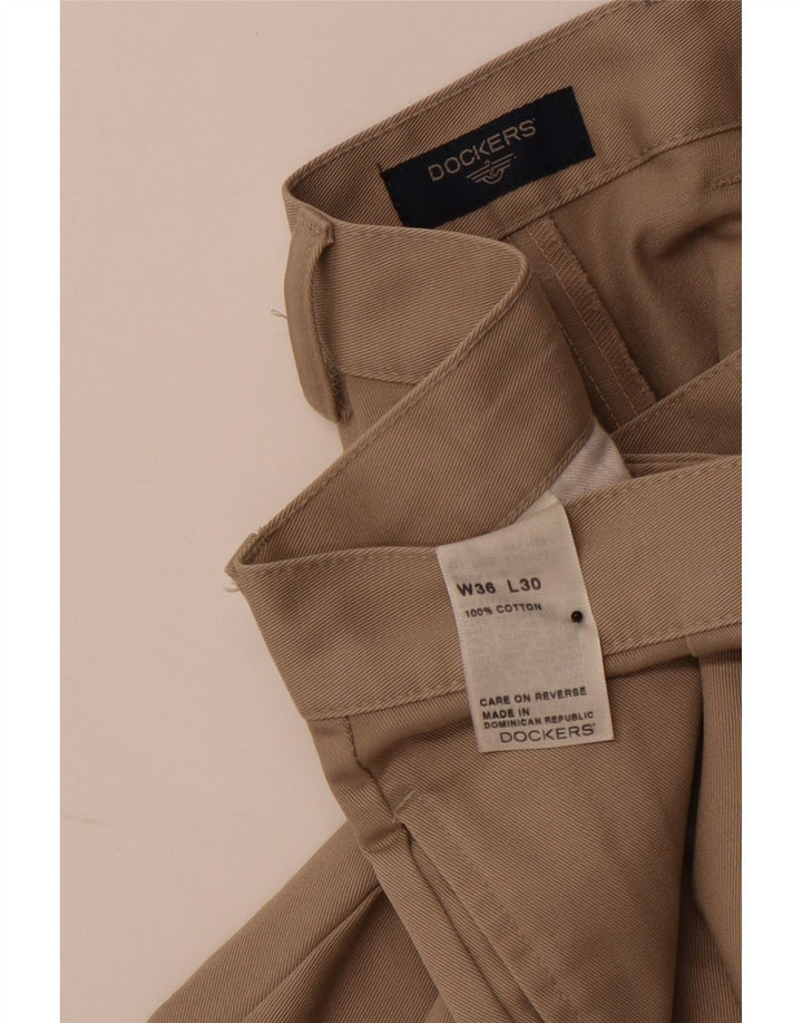 DOCKERS Mens Pegged Chino Trousers W36 L30 Beige Cotton