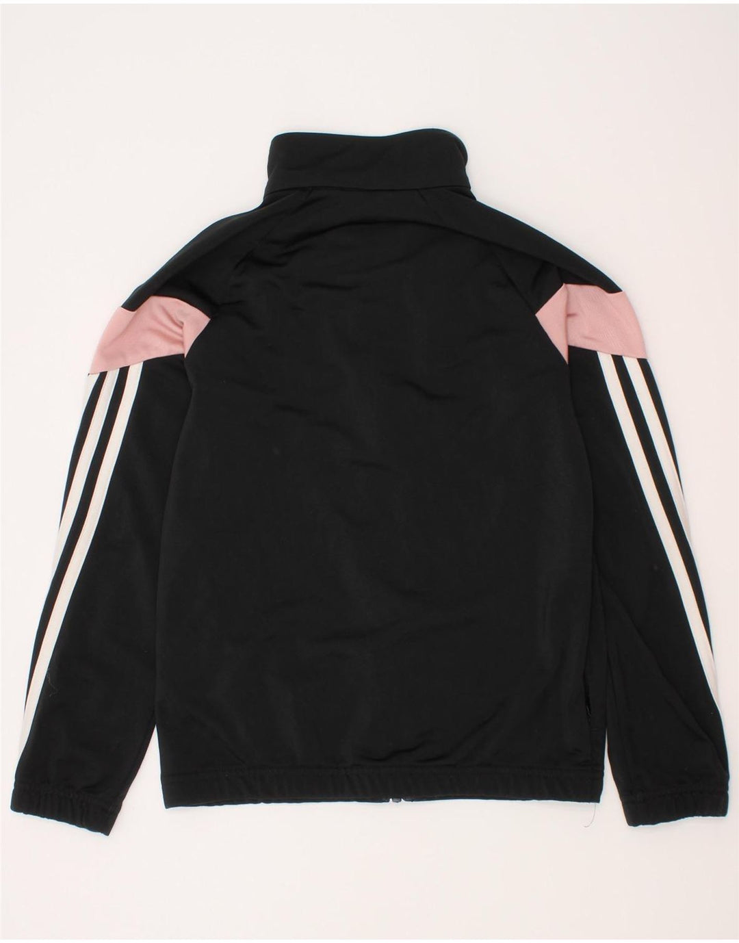 Adidas Girls Tracksuit Top Jacket 9-10 Years Black Colourblock Polyester