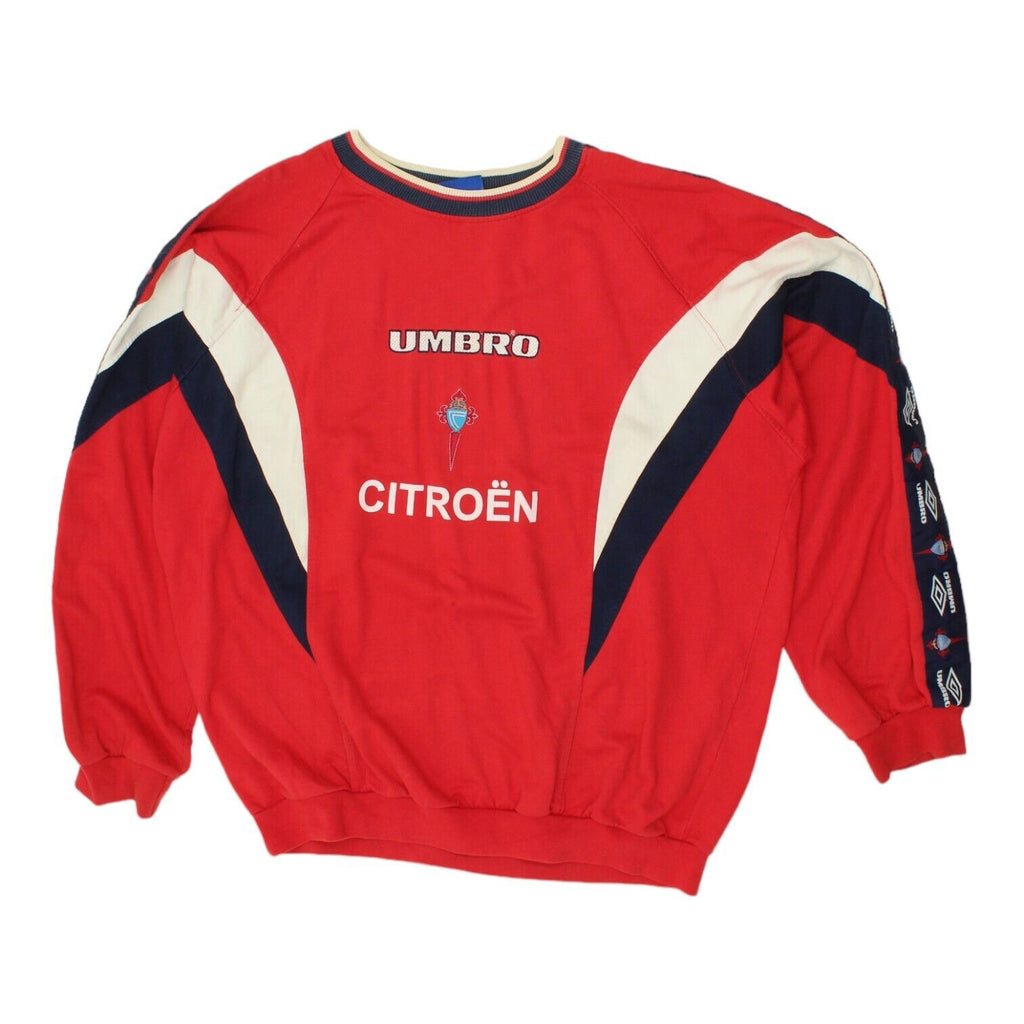 Celta Vigo Mens Red Umbro Sweatshirt | Vintage 90s Spanish Football Sportswear | Vintage Messina Hembry | Thrift | Second-Hand Messina Hembry | Used Clothing | Messina Hembry 