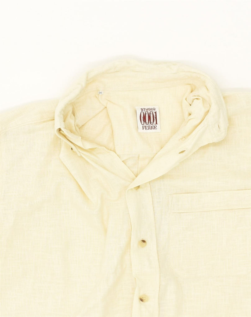 FERRE Mens Short Sleeve Shirt Medium Yellow Cotton | Vintage Ferre | Thrift | Second-Hand Ferre | Used Clothing | Messina Hembry 