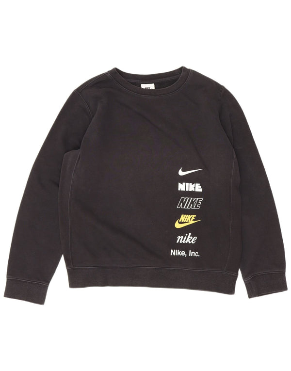 Nike Boys Graphic Sweatshirt Jumper 12-13 Years Large Black Cotton Sports