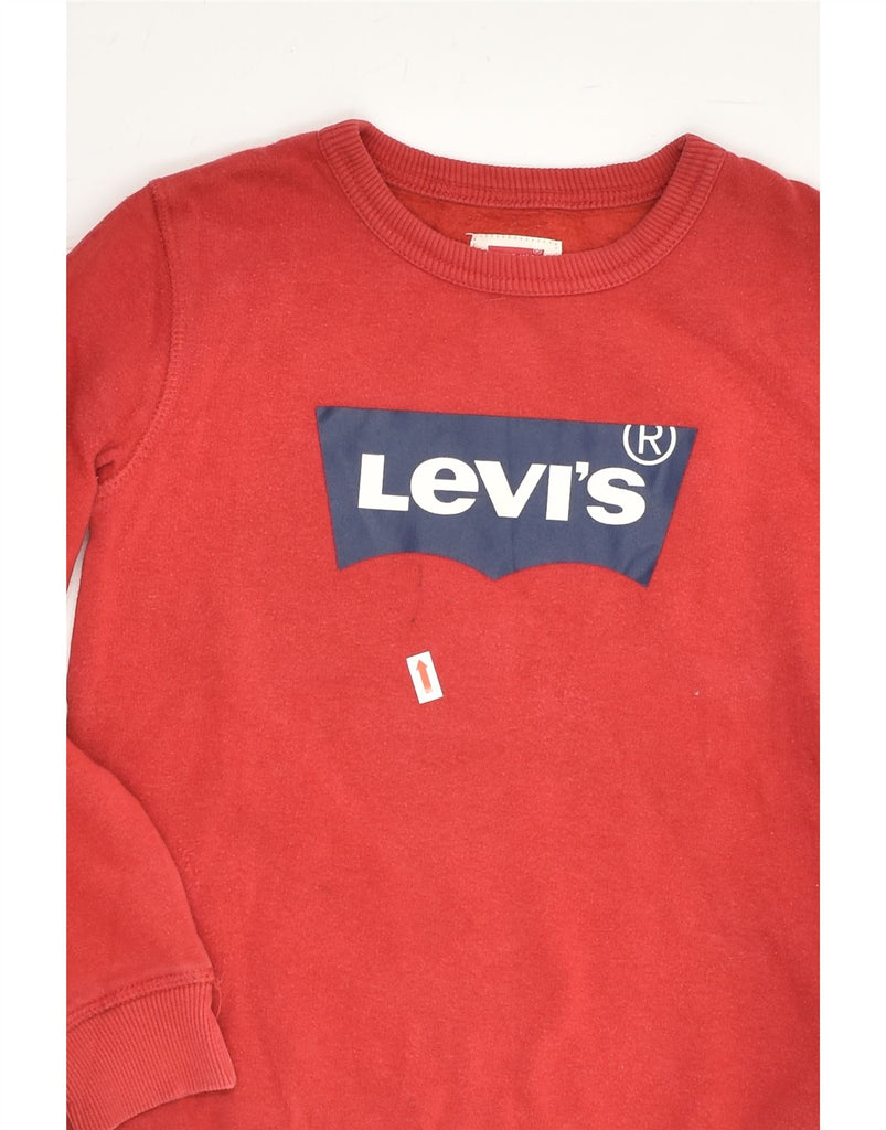 LEVI'S Girls Graphic Sweatshirt Jumper 5-6 Years Medium Red Cotton | Vintage Levi's | Thrift | Second-Hand Levi's | Used Clothing | Messina Hembry 