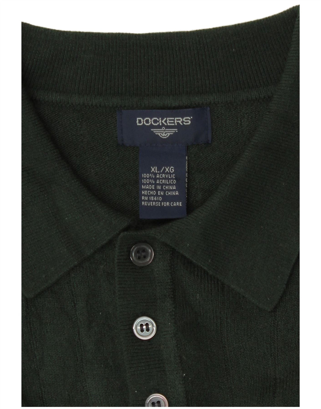 Dockers Mens Polo Neck Jumper Sweater XL Green Acrylic