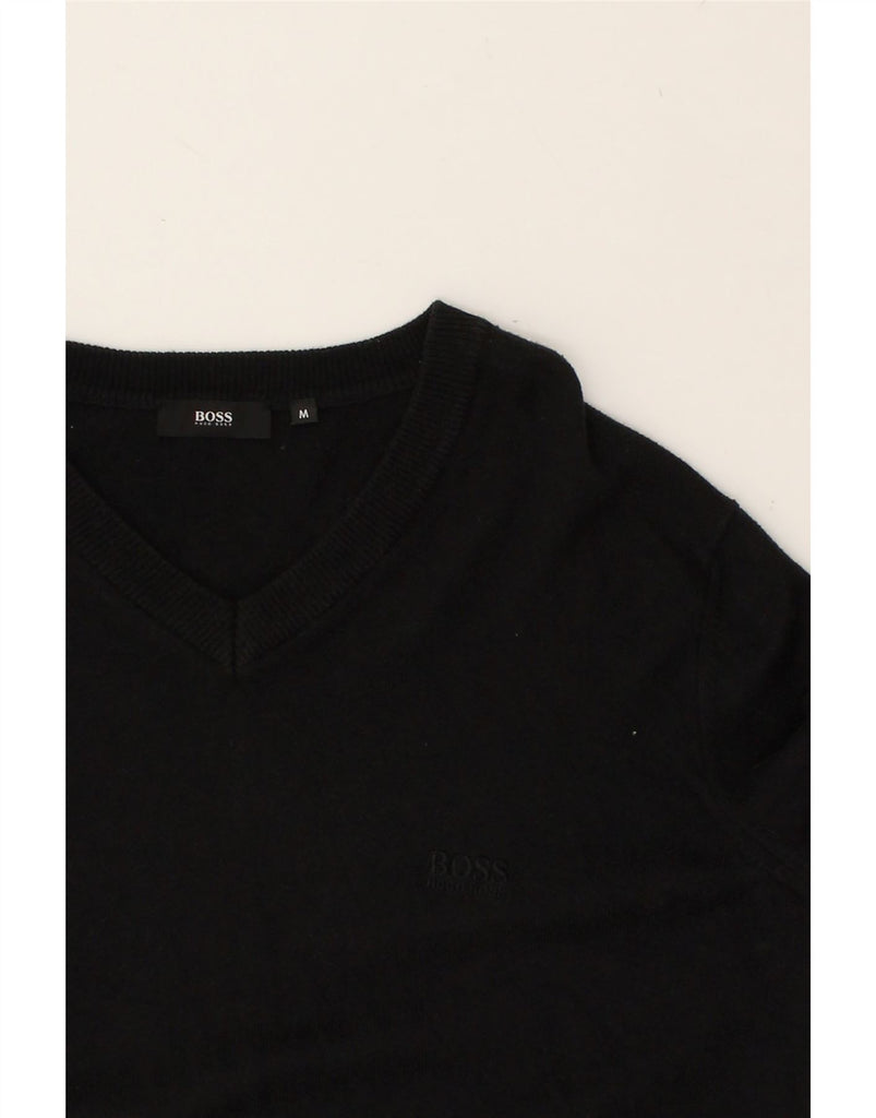 HUGO BOSS Mens V-Neck Jumper Sweater Medium Black Cotton | Vintage Hugo Boss | Thrift | Second-Hand Hugo Boss | Used Clothing | Messina Hembry 