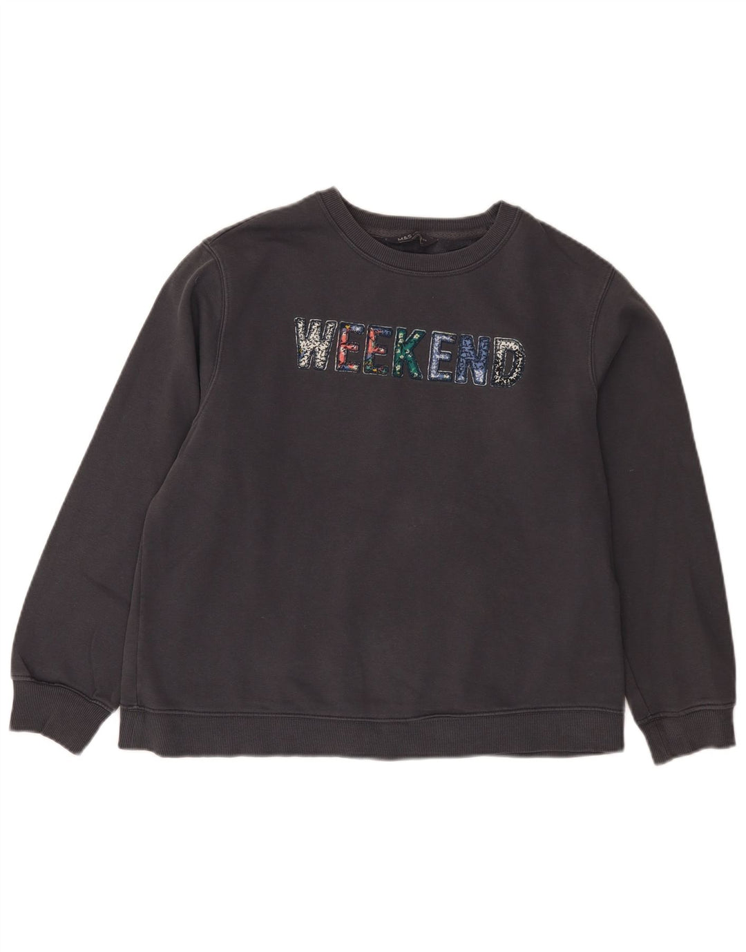 Marks & Spencer Womens Weekend Graphic Sweatshirt Jumper UK 14 Large Black