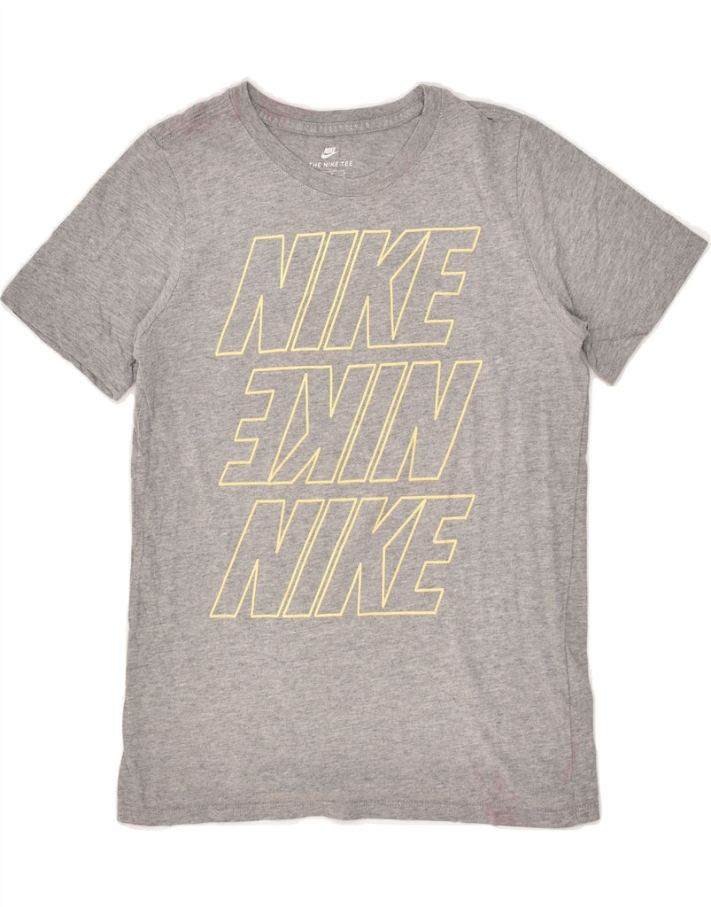 NIKE Boys Athletic Cut Graphic T-Shirt Top 10-11 Years Grey Cotton | Vintage Nike | Thrift | Second-Hand Nike | Used Clothing | Messina Hembry 