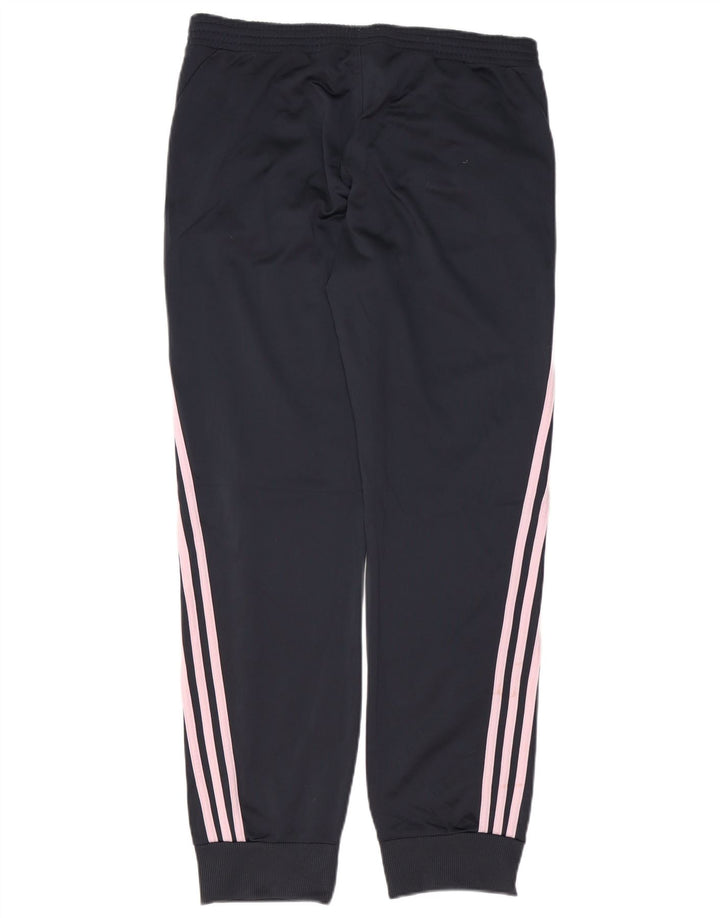 ADIDAS Womens Tracksuit Trousers Joggers UK 16 Large Navy Blue Polyester