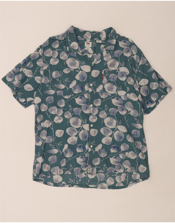 LEVI'S Mens Short Sleeve Relaxed Fit Shirt Large Blue Spotted Cotton