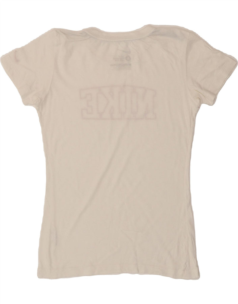 NIKE Womens Slim Fit Graphic T-Shirt Top UK 10 Small White Vintage Nike and Second-Hand Nike from Messina Hembry 