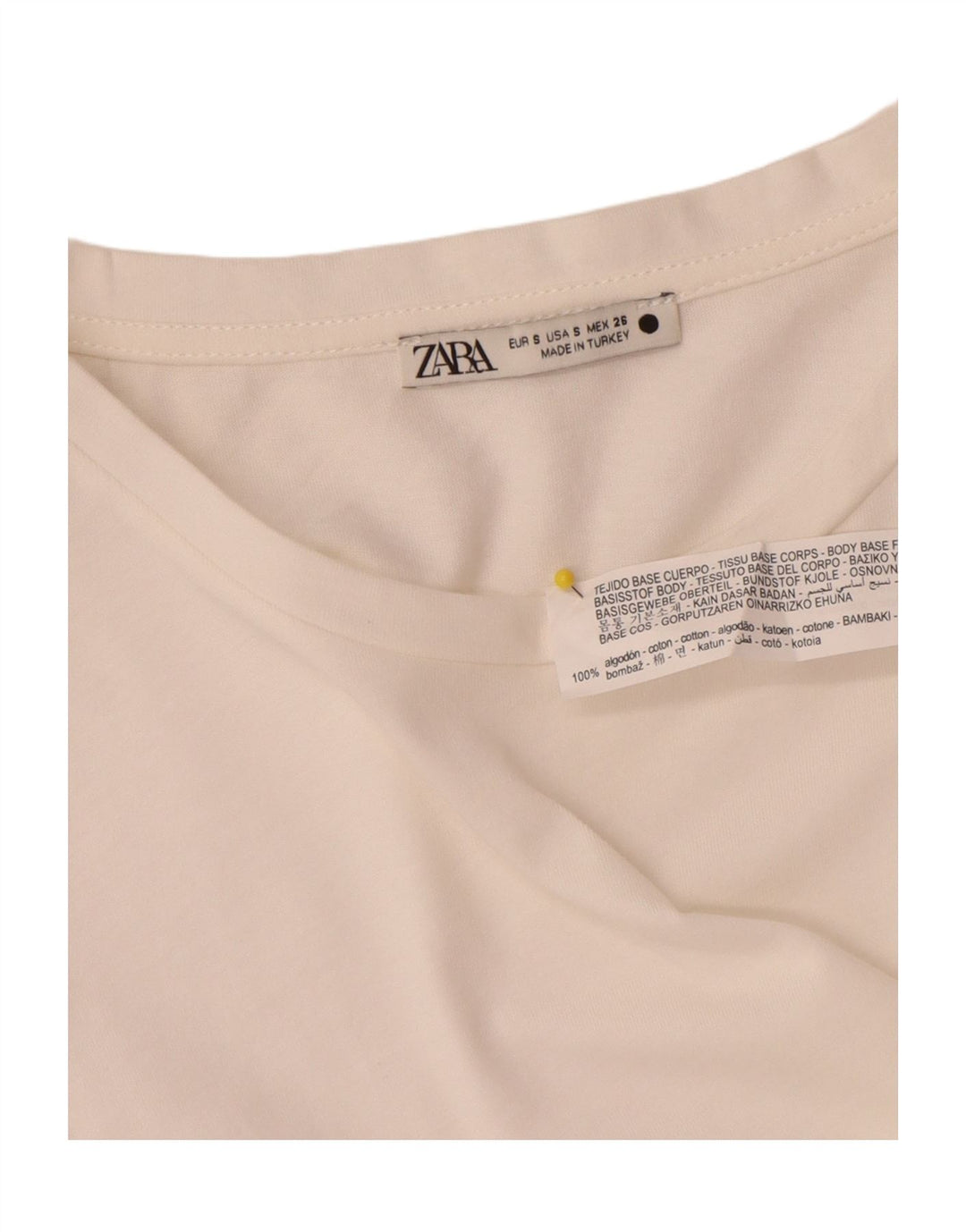 Zara Womens Blouse Top UK 10 Small White Cotton