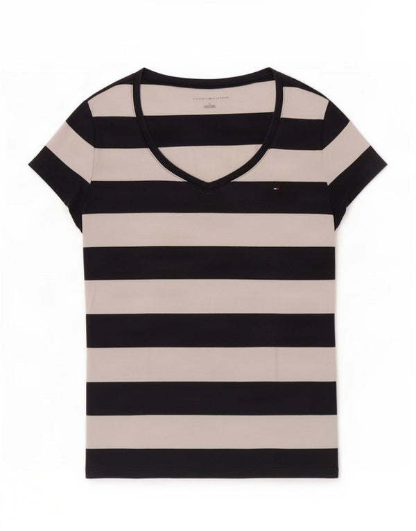 Tommy Hilfiger Womens T-Shirt Top UK 12 Medium Navy Blue Striped Cotton
