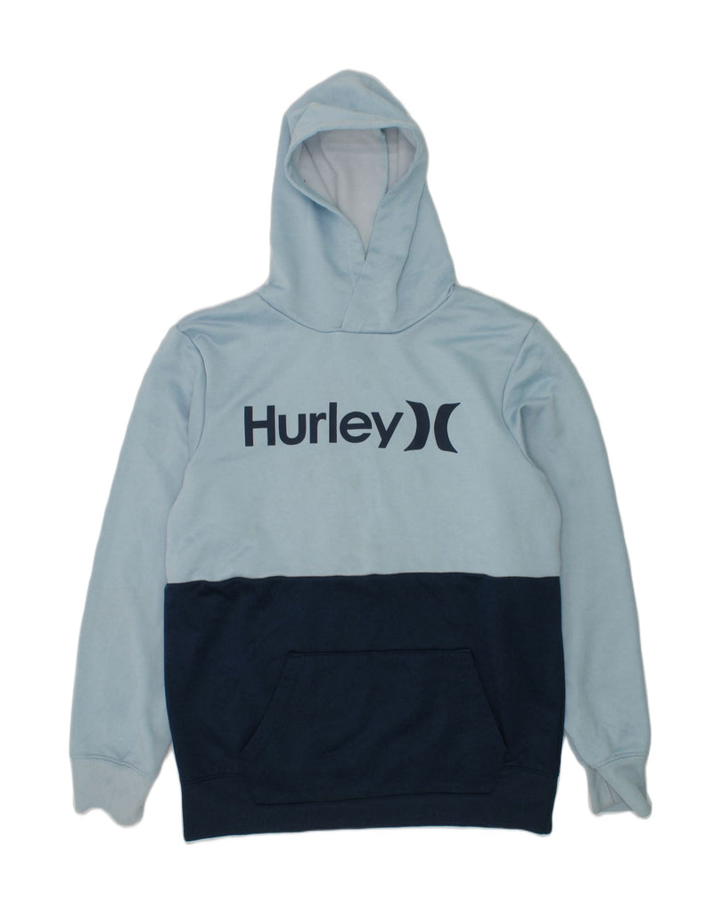 HURLEY Boys Graphic Hoodie Jumper 12-13 Years Large Blue Colourblock | Vintage Hurley | Thrift | Second-Hand Hurley | Used Clothing | Messina Hembry 