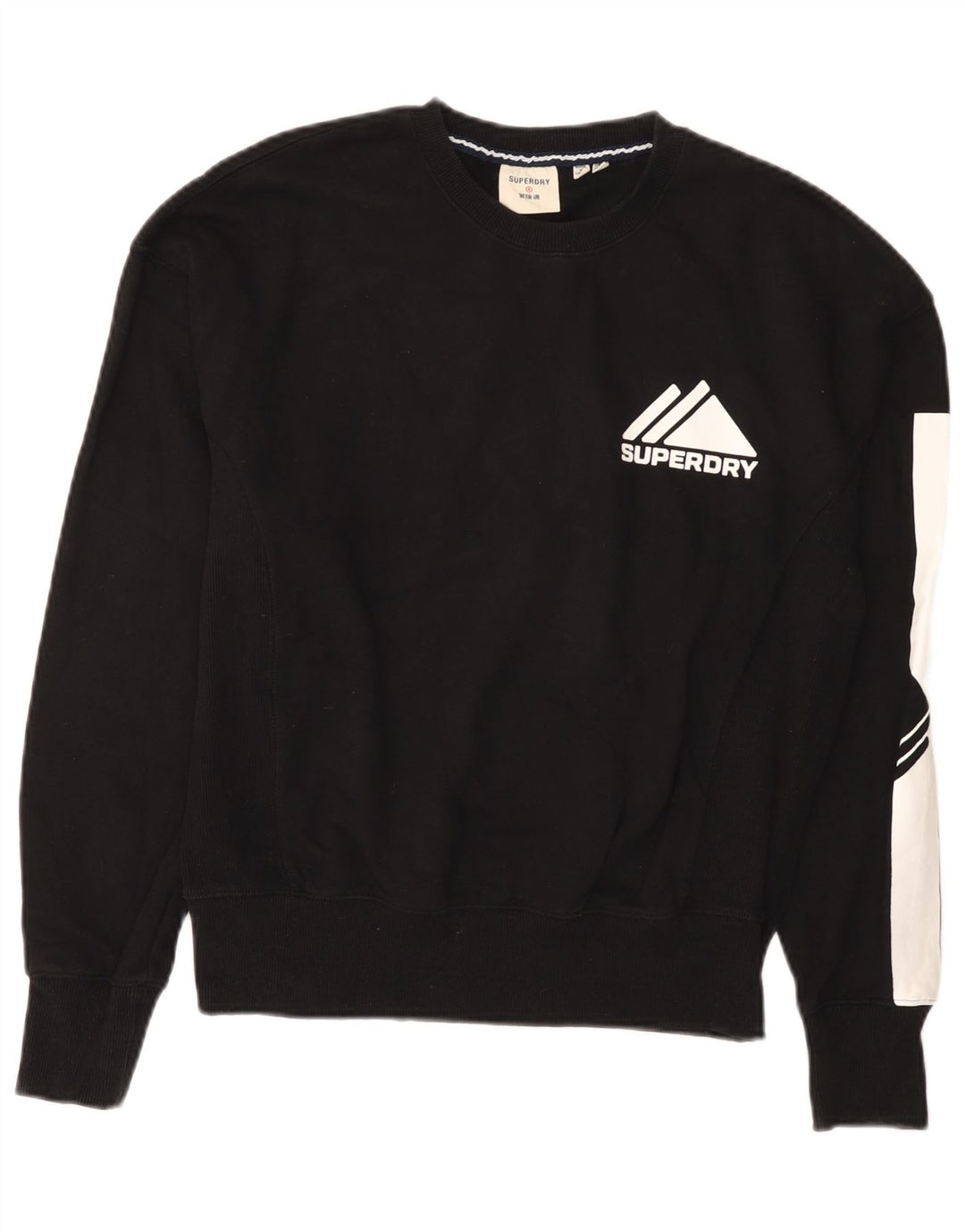 Superdry Womens Graphic Sweatshirt Jumper UK 12 Medium Black Colourblock