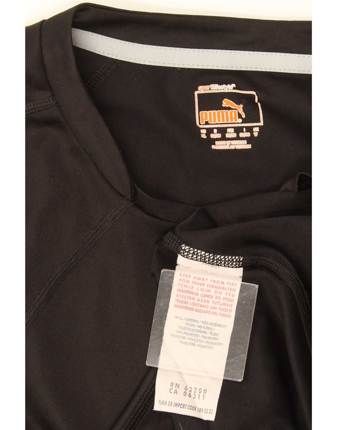 Puma Mens T-Shirt Top XL Black Polyester