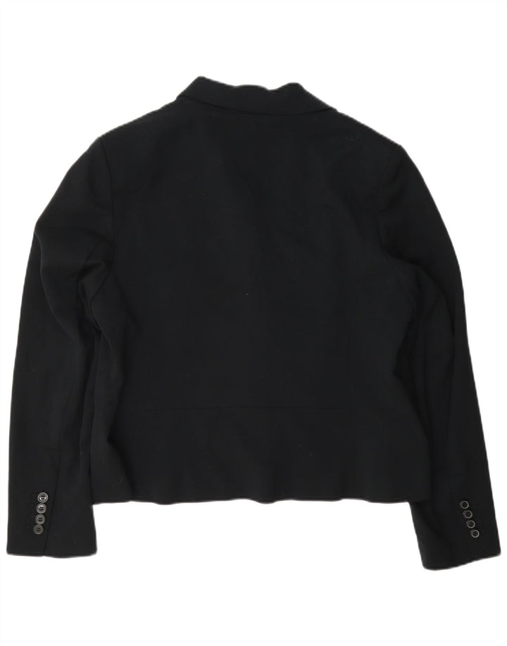 Marks & Spencer Womens Crop 2 Button Blazer Jacket UK 16 Large Black