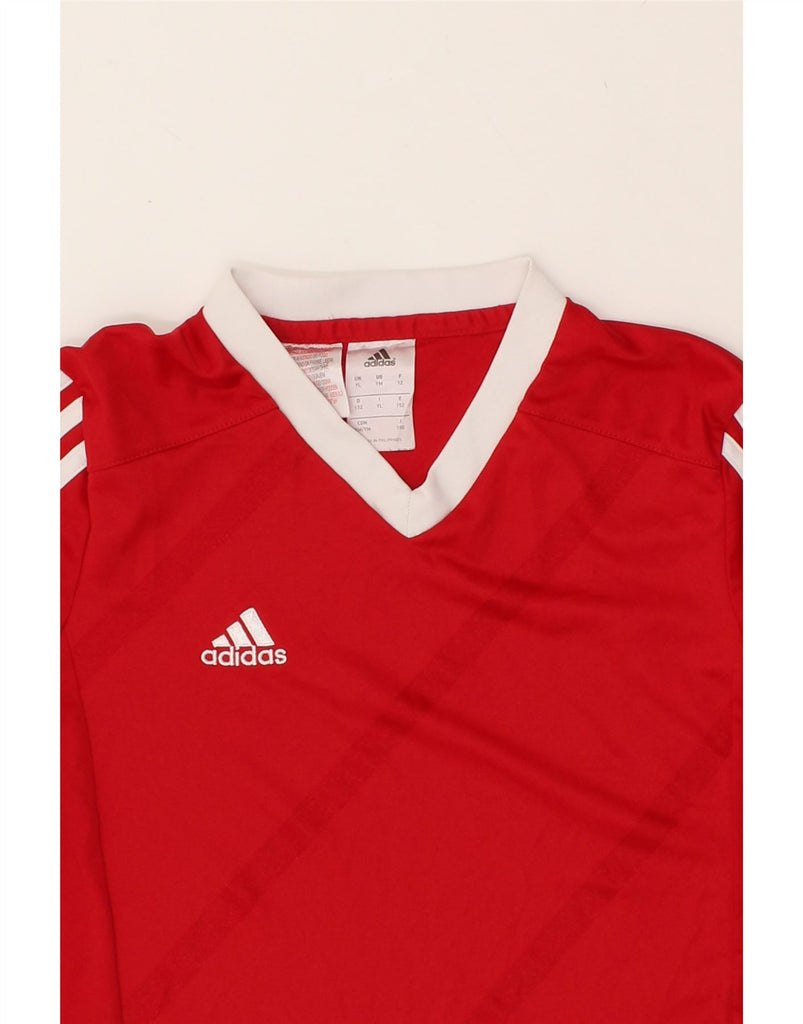 ADIDAS Boys Top Long Sleeve 11-12 Years Large Red Polyester | Vintage Adidas | Thrift | Second-Hand Adidas | Used Clothing | Messina Hembry 