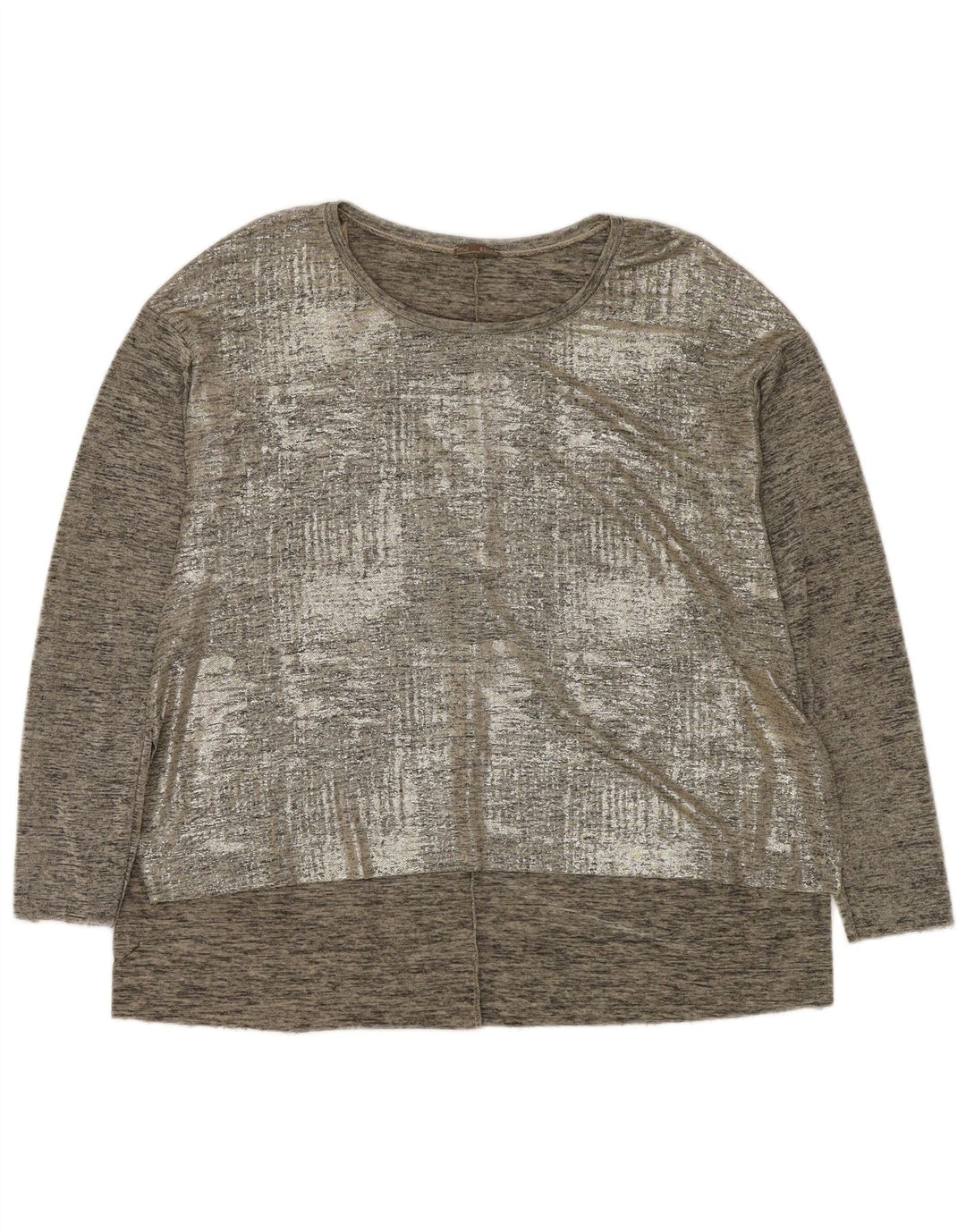 Zara Womens Top Long Sleeve UK 14 Medium Grey Flecked Polyester Modern