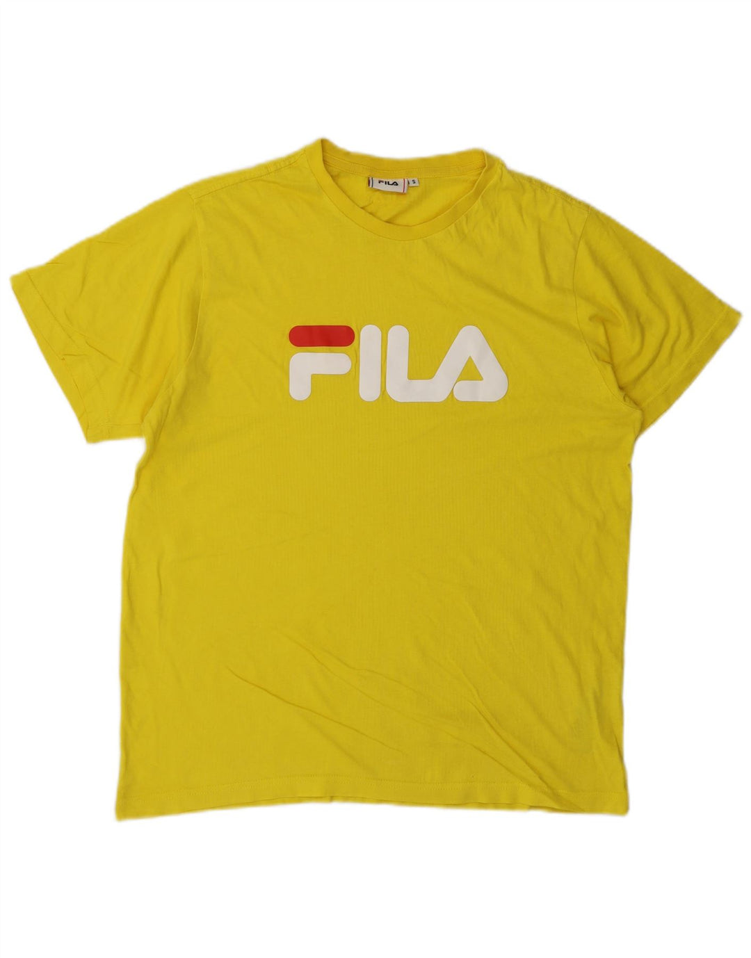 Fila Mens Graphic T-Shirt Top Small Yellow Cotton