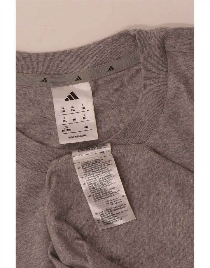 Adidas Mens T-Shirt Top 2XL Grey Cotton