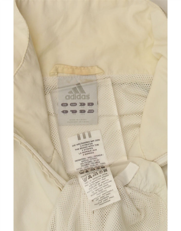 Adidas Womens Tracksuit Top Jacket UK 16 Large White Colourblock Polyamide