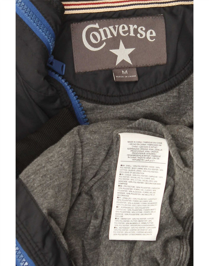 Converse Mens Hooded Bomber Jacket UK 38 Medium Navy Blue Polyester