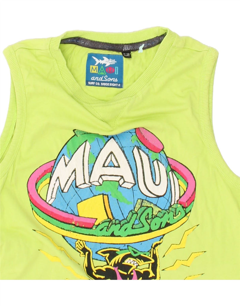 MAUI AND SONS Boys Graphic Vest Top 11-12 Years Green Cotton | Vintage Maui and Sons | Thrift | Second-Hand Maui and Sons | Used Clothing | Messina Hembry 