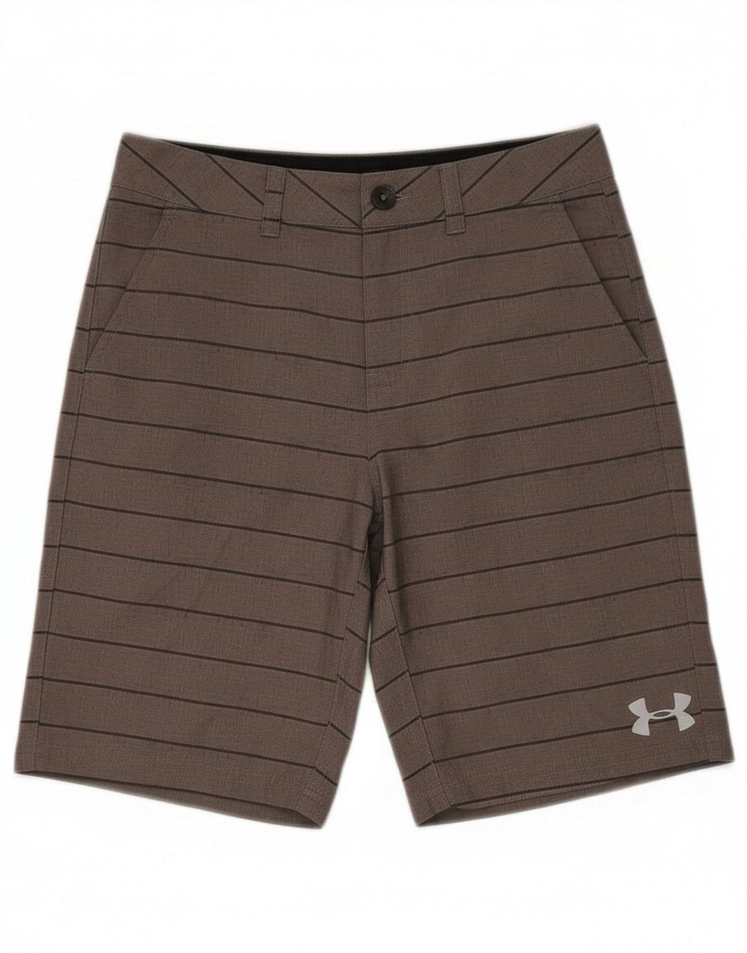 Under Armour Boys Chino Shorts 9-10 Years W25 Grey Striped Polyester