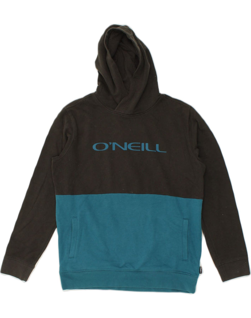 ONEIL Mens Graphic Hoodie Jumper Medium Black Colourblock Cotton | Vintage Oneil | Thrift | Second-Hand Oneil | Used Clothing | Messina Hembry 