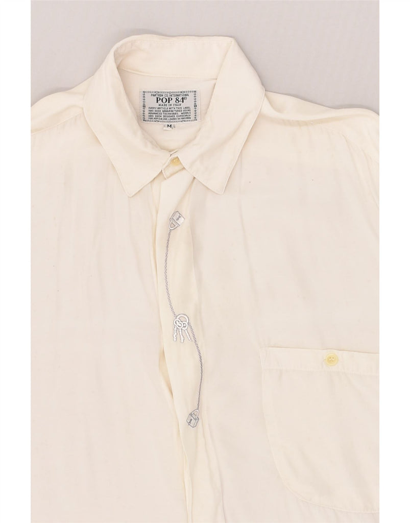 POP 84 Mens Short Sleeve Shirt Medium Off White | Vintage POP 84 | Thrift | Second-Hand POP 84 | Used Clothing | Messina Hembry 