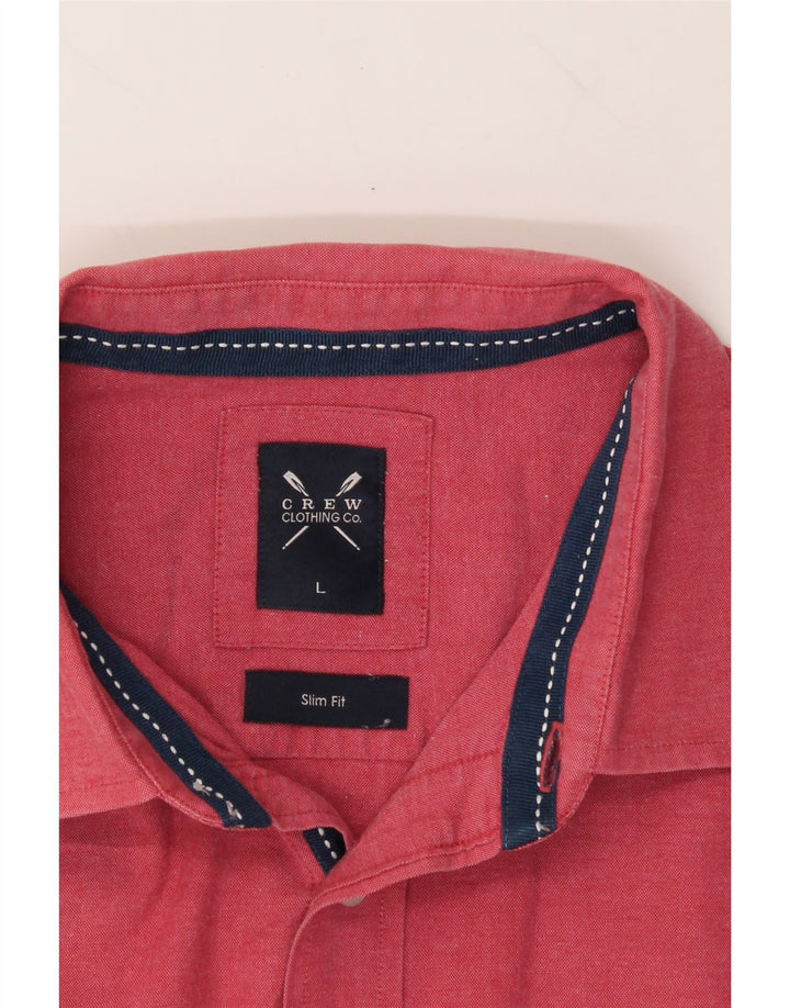 CREW CLOTHING Mens Slim Fit Shirt Large Red Cotton Vintage Crew Clothing and Second-Hand Crew Clothing from Messina Hembry 