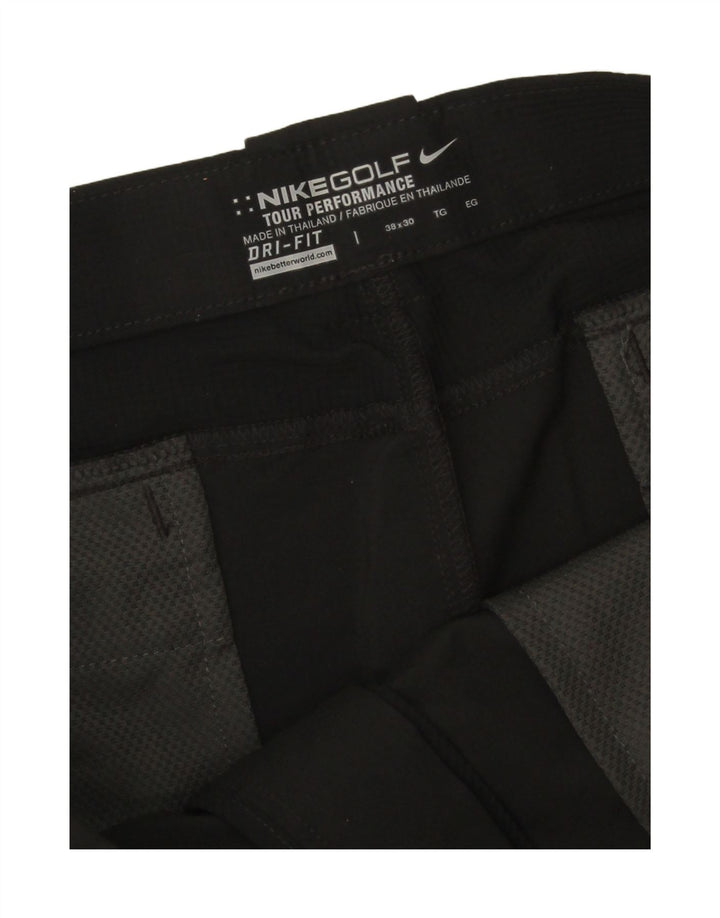 Nike Mens Dri Fit Straight Chino Trousers W38 L30 Black Polyester