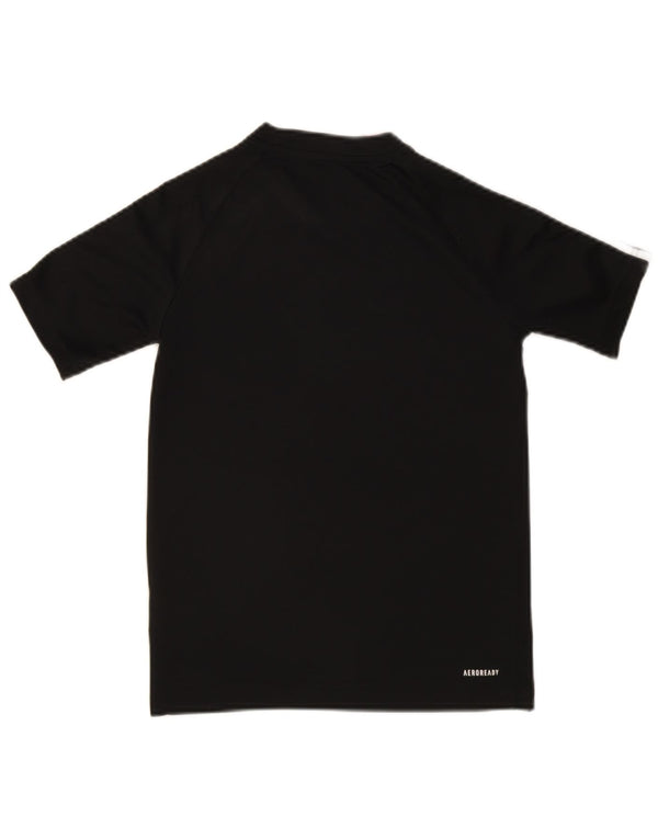 Adidas Boys T-Shirt Top 11-12 Years Black Polyester Sports