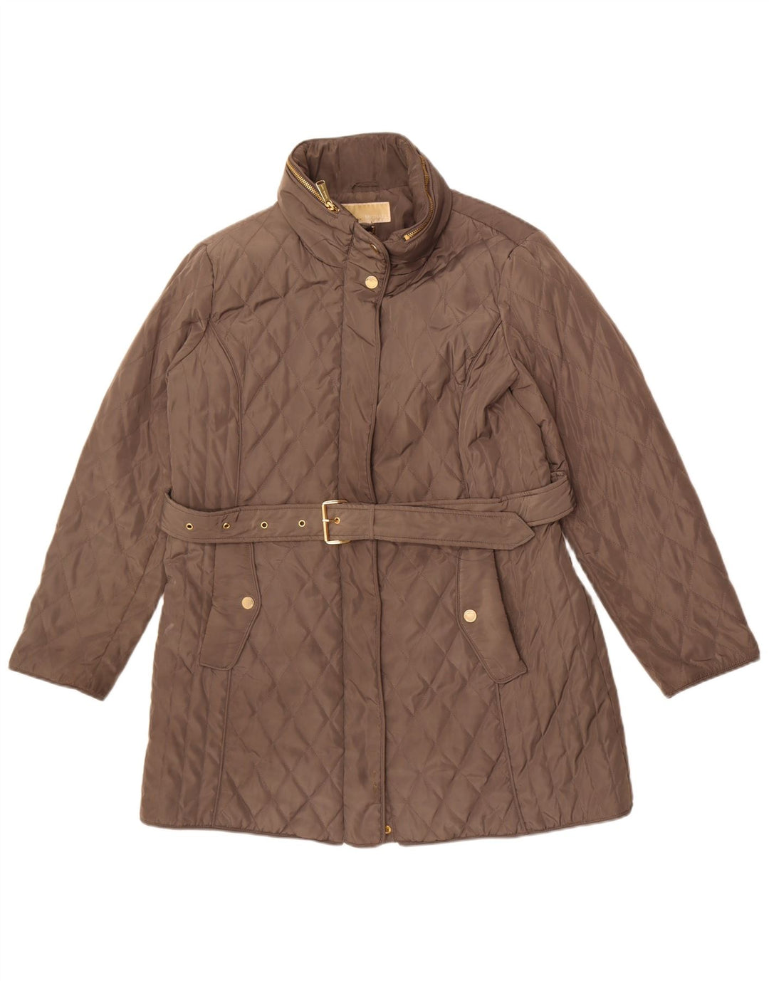 Michael Kors Womens Quilted Jacket UK 18 XL Brown Polyester