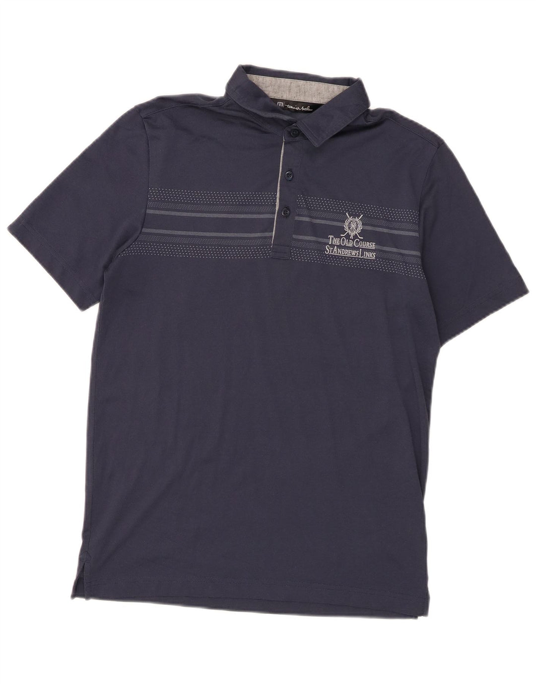 Travis Mathew Mens Graphic Polo Shirt Small Navy Blue Cotton