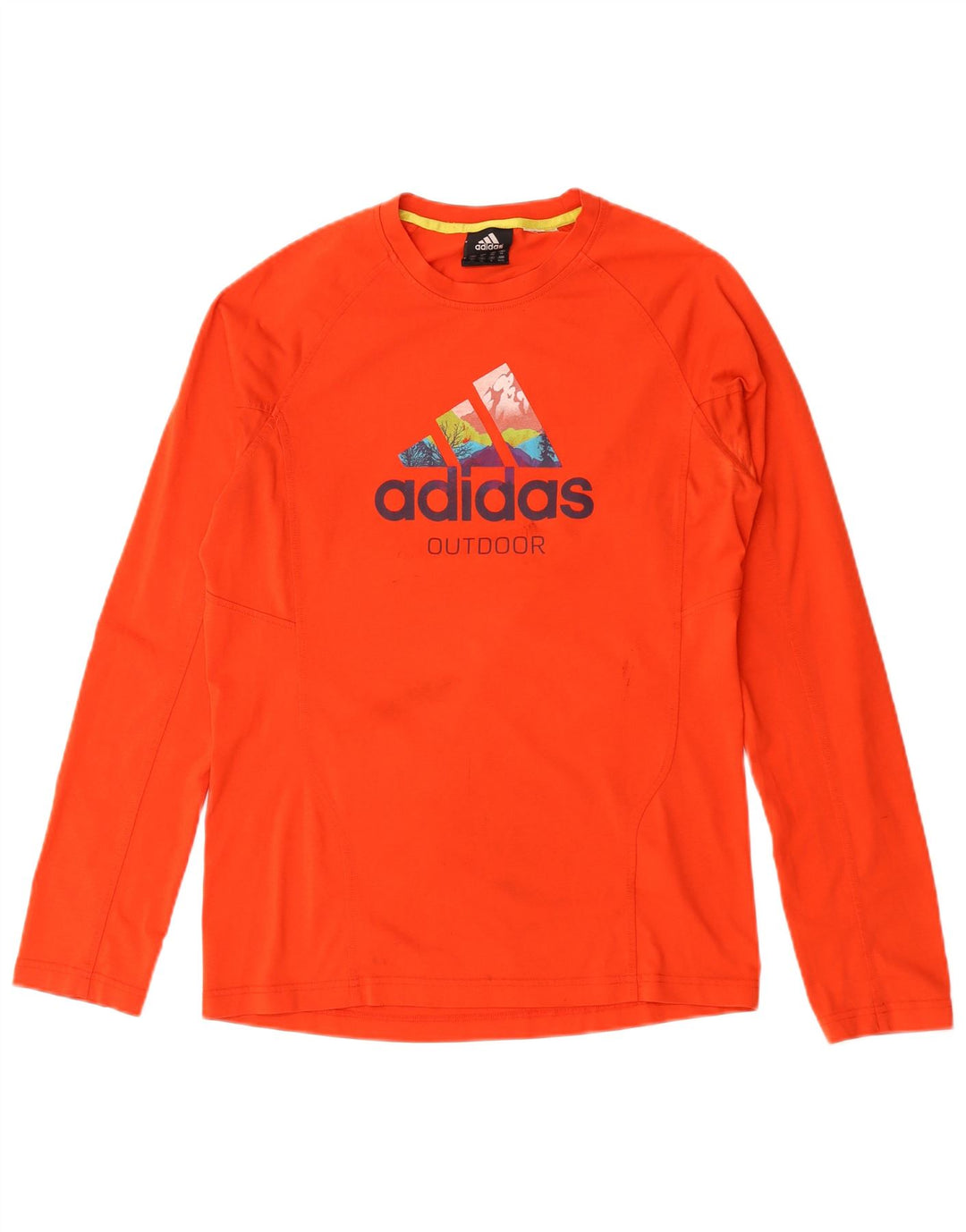 Adidas Mens Graphic Top Long Sleeve UK 40/42 Medium Red Polyester