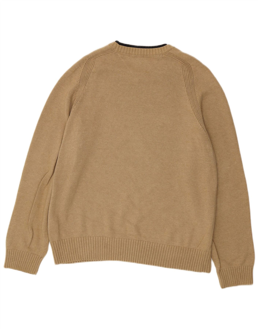 TOMMY HILFIGER Mens Crew Neck Jumper Sweater Large Beige Cotton