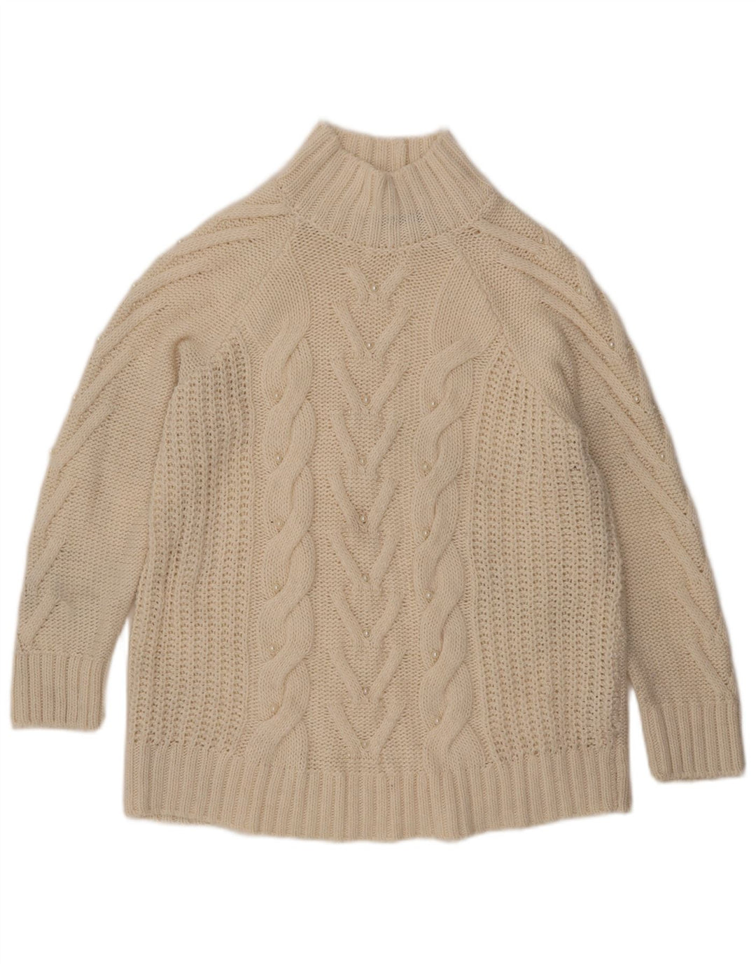 Marks & Spencer Womens Turtle Neck Jumper Sweater UK 16 Large Off White