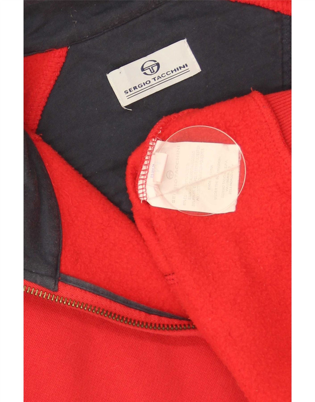 Sergio Tacchini Womens Tracksuit Top Jacket UK 14 Medium Red Cotton