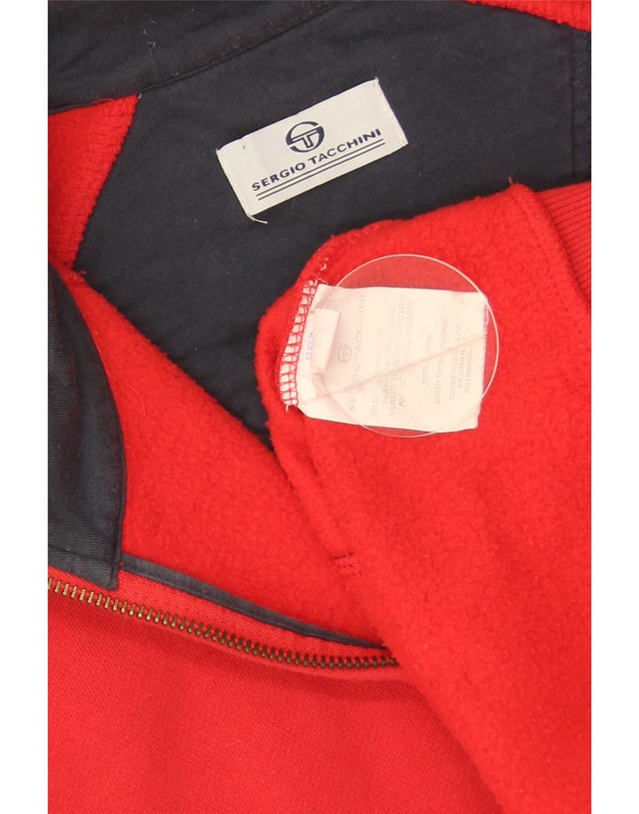 Sergio Tacchini Womens Tracksuit Top Jacket UK 14 Medium Red Cotton