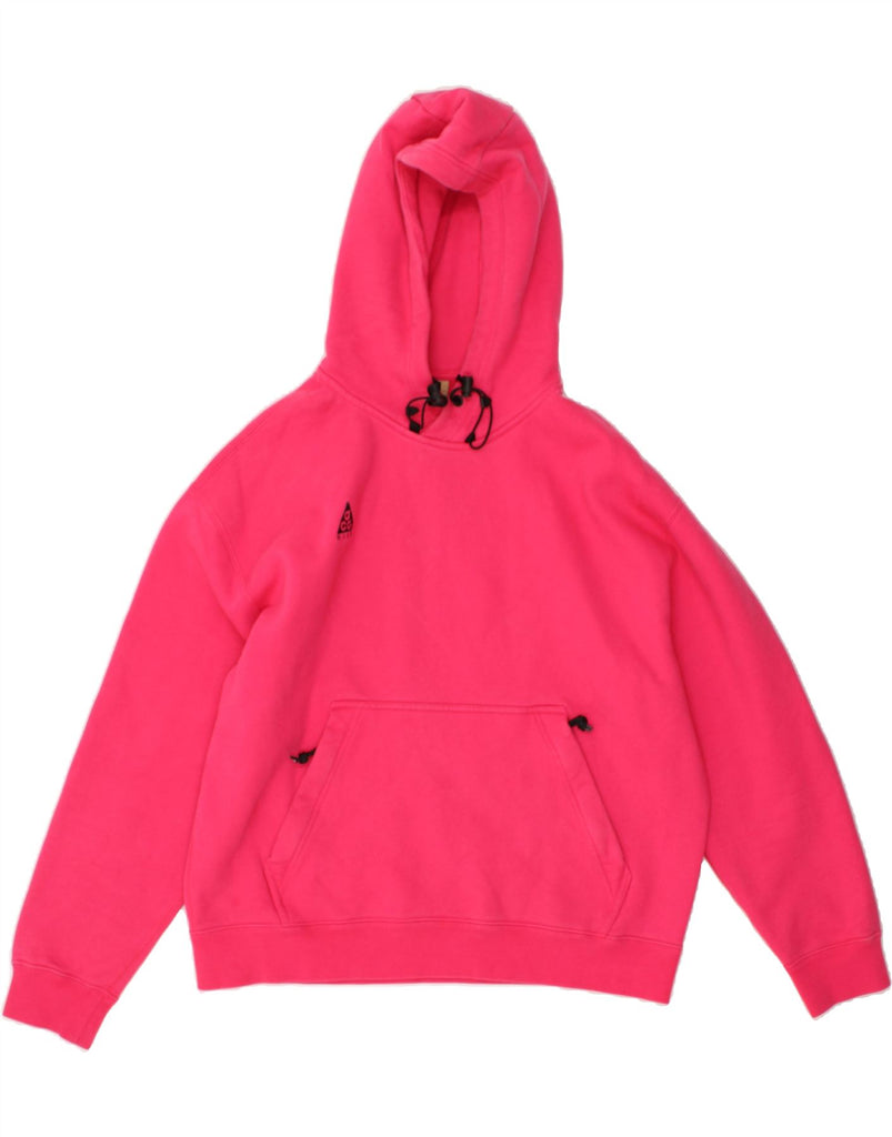 NIKE Womens Hoodie Jumper UK 14 Medium Pink Cotton | Vintage Nike | Thrift | Second-Hand Nike | Used Clothing | Messina Hembry 