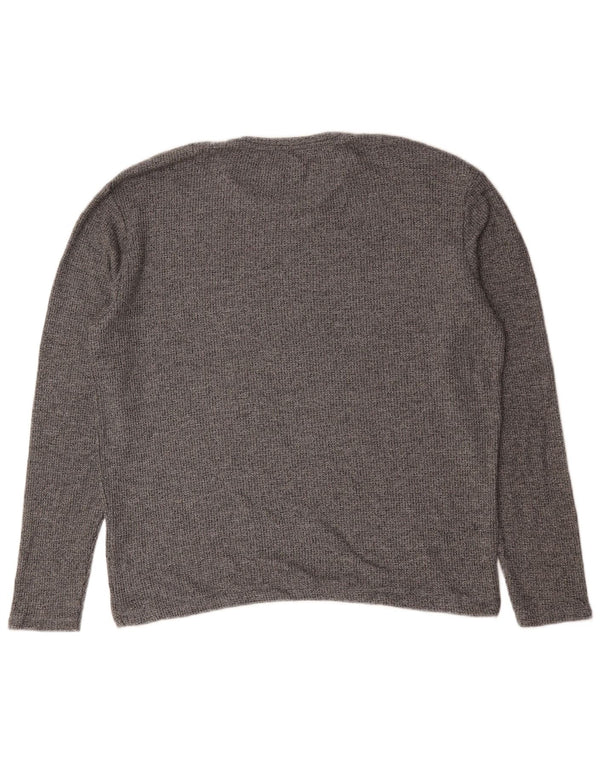 Zara Mens Crew Neck Jumper Sweater Large Grey Cotton