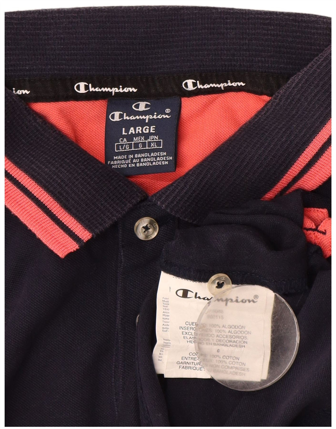 Champion Mens Polo Shirt Large Navy Blue Cotton