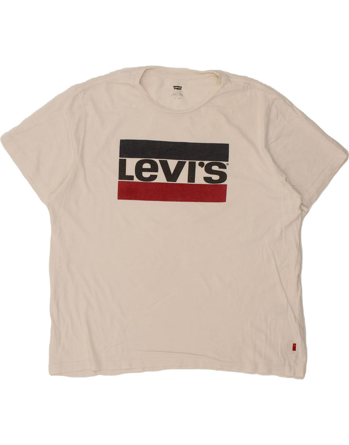 LEVI'S Mens Graphic T-Shirt Top Large White Cotton Vintage Levi's and Second-Hand Levi's from Messina Hembry 