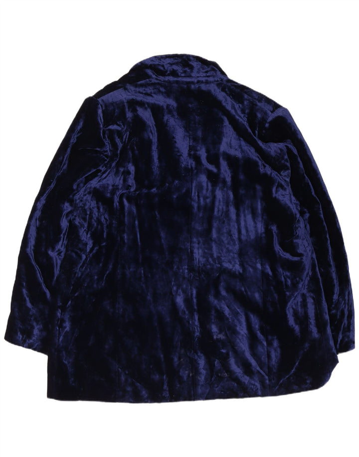 Marina Rinaldi Womens Basic 2 Button Velvet Blazer Jacket Size 31 XL Blue