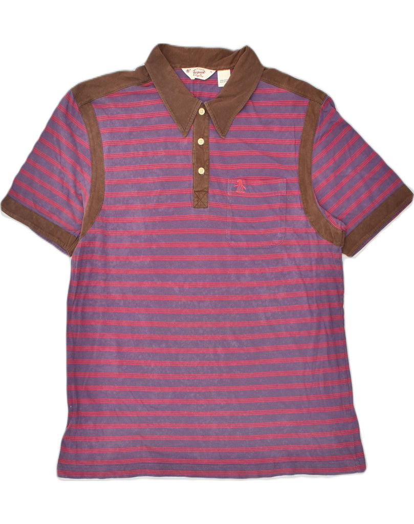 PENGUIN Mens Polo Shirt XL Purple Striped Cotton | Vintage Penguin | Thrift | Second-Hand Penguin | Used Clothing | Messina Hembry 