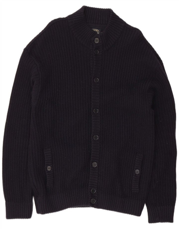 Sea & Sky Mens Cardigan Sweater Large Navy Blue Wool