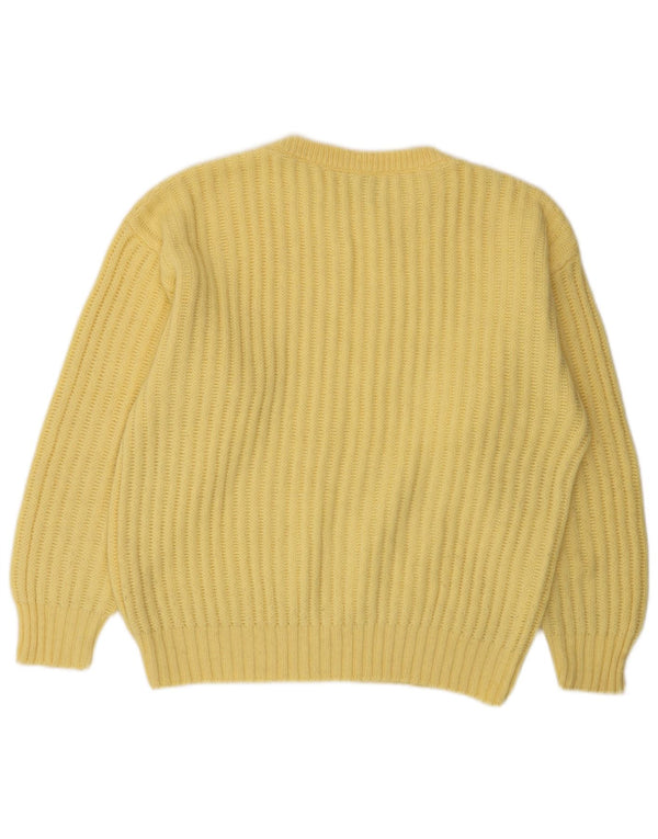 Benetton Mens Crew Neck Jumper Sweater IT 48 Medium Yellow Acrylic