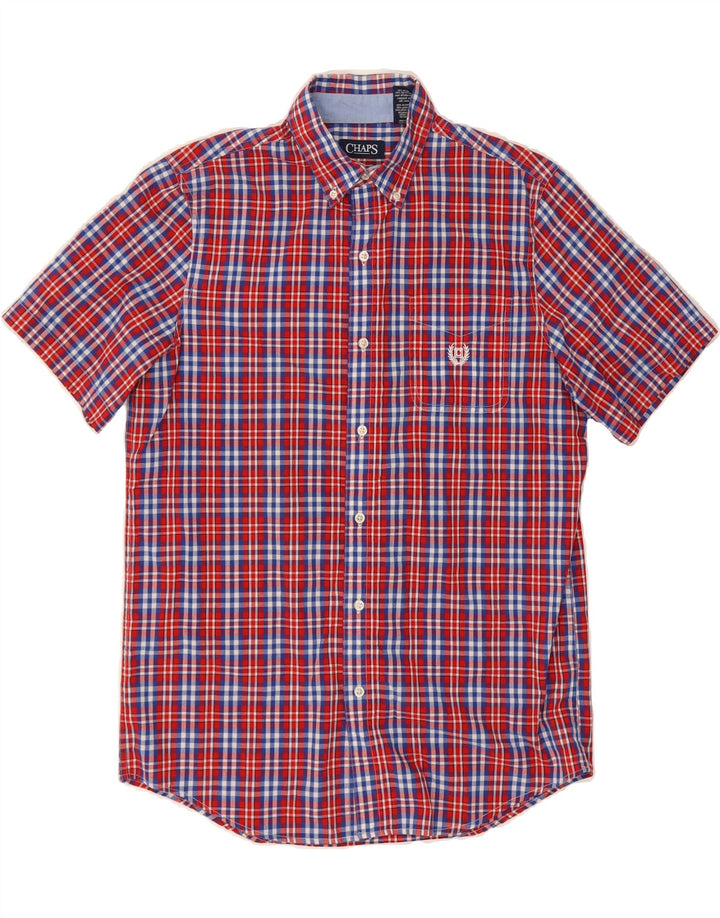 CHAPS Mens Short Sleeve Shirt Medium Red Check Cotton Vintage Chaps and Second-Hand Chaps from Messina Hembry 